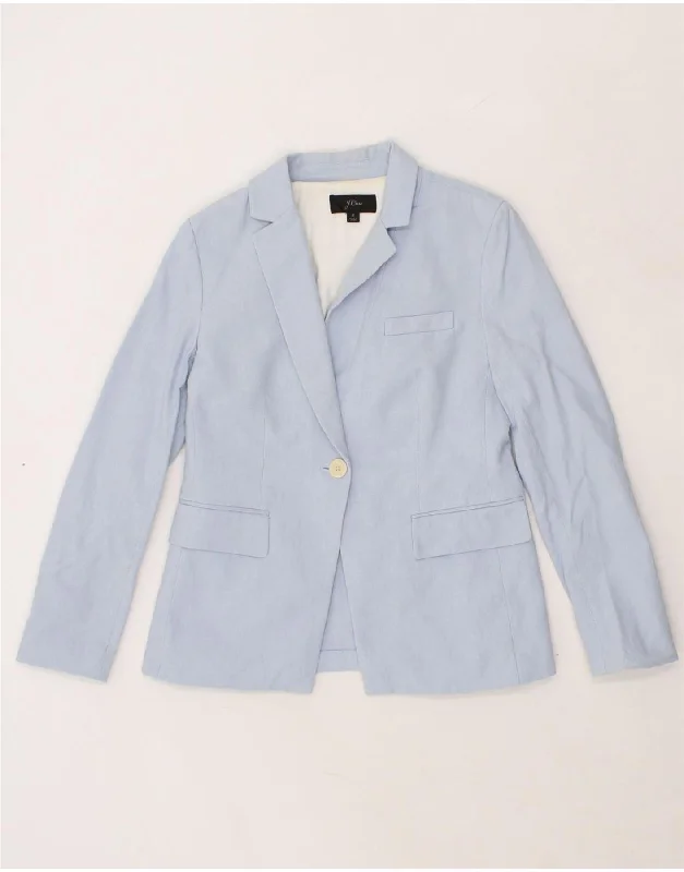 J. CREW Womens 1 Button Blazer Jacket US 2 XS Blue Cotton Print Jacket Jacquard Jacket Patchwork Jacket