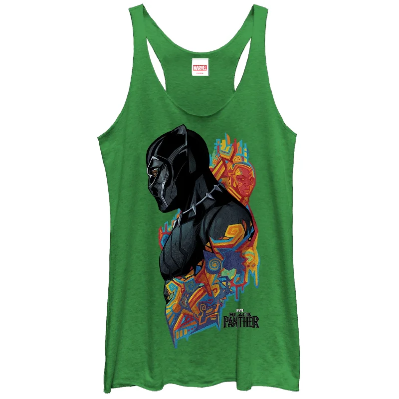 Women's Marvel Black Panther 2018 Artistic Pattern Racerback Tank Top mesh tank top