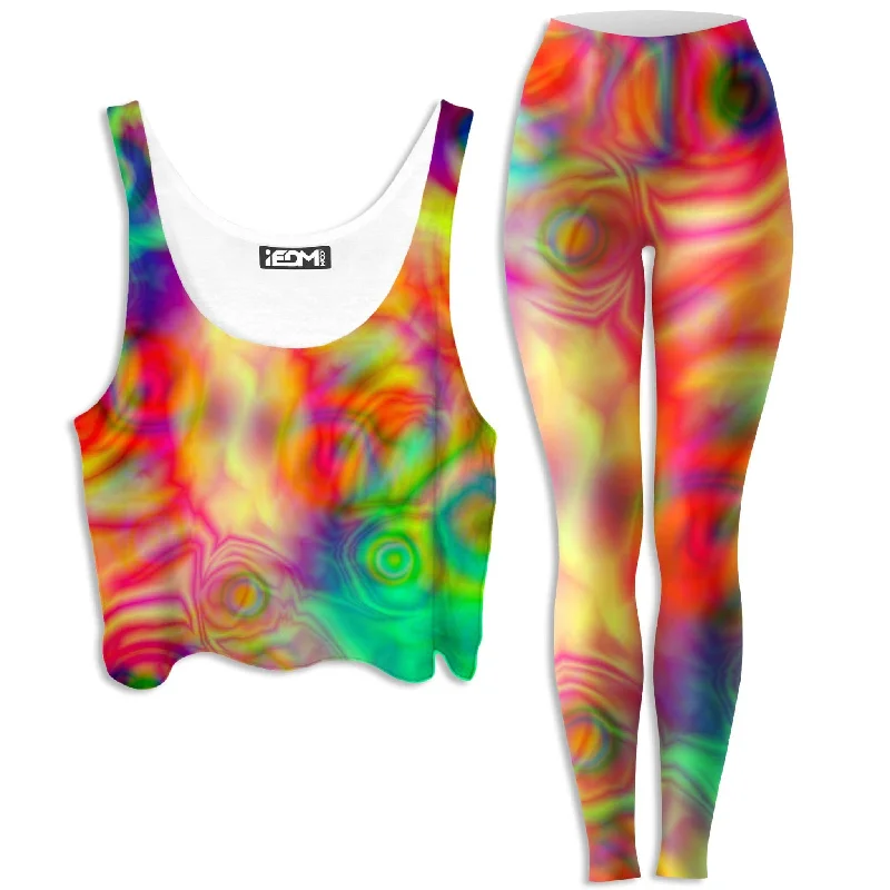 Psychedelic Dream Crop Top and Leggings Combo Iron Safe Non-Iron Wrinkle Free