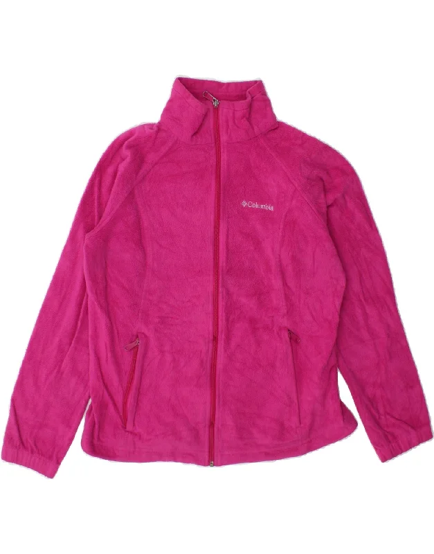 COLUMBIA Womens Fleece Jacket UK 16 Large Pink Polyester Fitted Jacket Loose Jacket Oversized Jacket