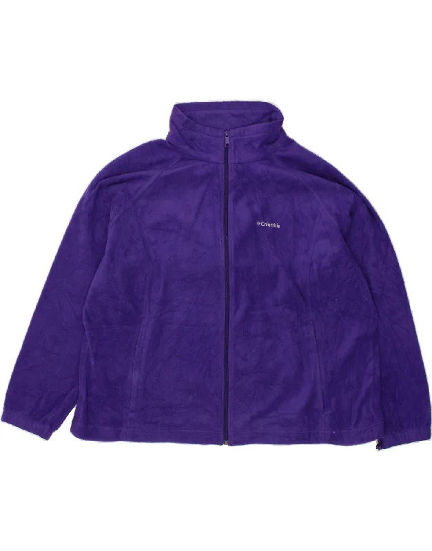 COLUMBIA Womens Fleece Jacket UK 22 3XL Purple Polyester V-Neck Jacket Boat Neck Jacket Square Neck Jacket