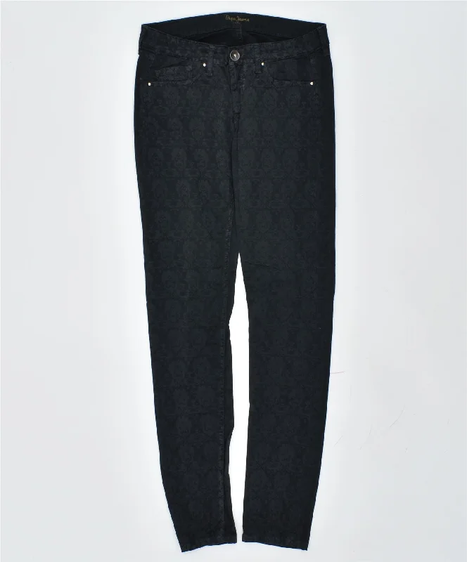 PEPE JEANS Womens Low Waist Skinny Casual Trousers W27 L32 Black Cotton Trousers Mesh Breathable