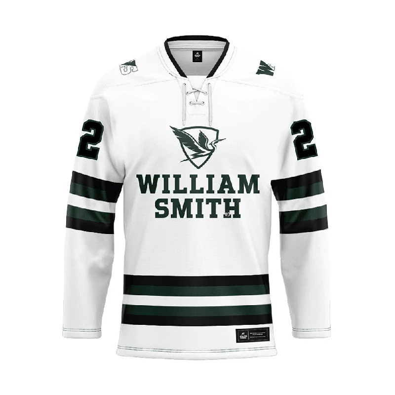 HWS - NCAA Women's Ice Hockey : Annabel Ziskin - White Hockey Jersey Long Sleeve Jersey Tee HWS - NCAA Women's Ice Hockey : Annabel Ziskin - White Hockey Jersey Long Sleeve Jersey Tee