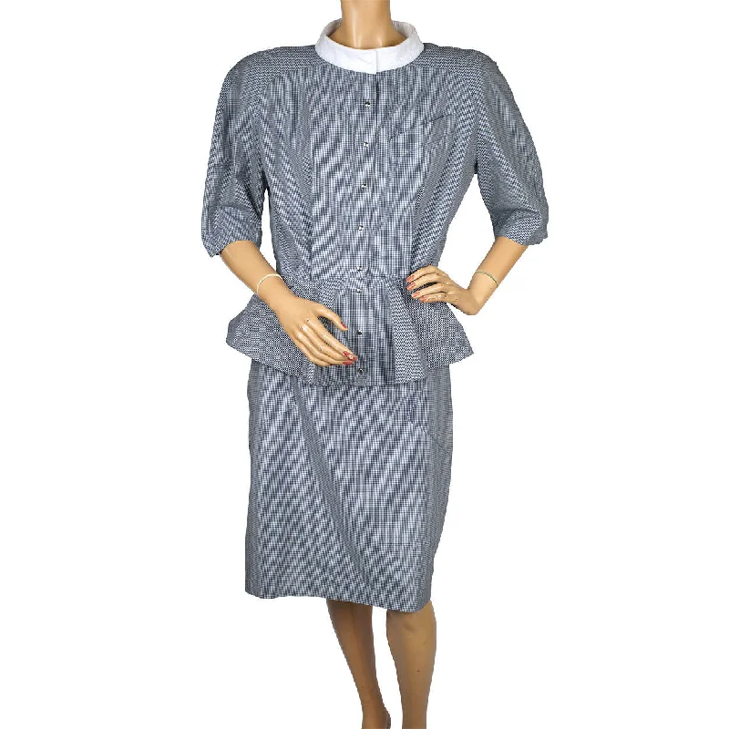 Vintage Thierry Mugler Cotton Skirt Suit 2 piece Ensemble Size 42 Large 1980s cashmere skirt plush