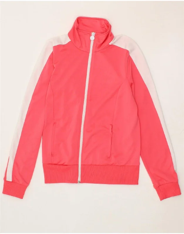 PUMA Womens Tracksuit Top Jacket UK 12 Medium  Pink Colourblock Polyester Welt Pockets Slit Pockets Flap Pockets