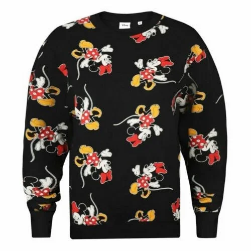 Disney Womens/Ladies Strides Minnie Mouse All-Over Print Sweatshirt Hoodie with Hem Contrast Bold Stylish
