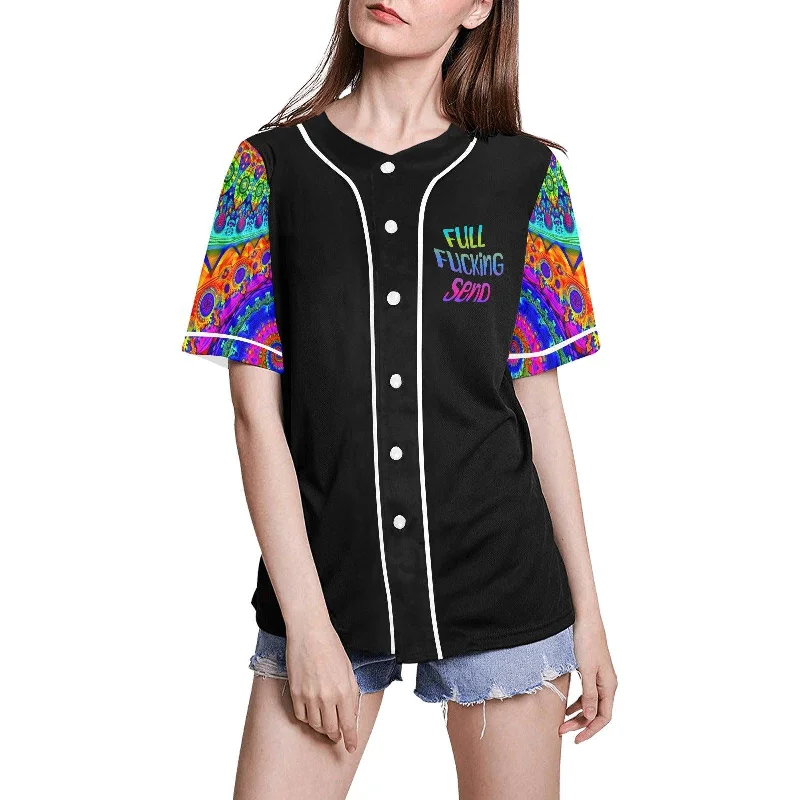 Wanderlust X Full F*cking Send Baseball Jersey Silk Jersey Blouse