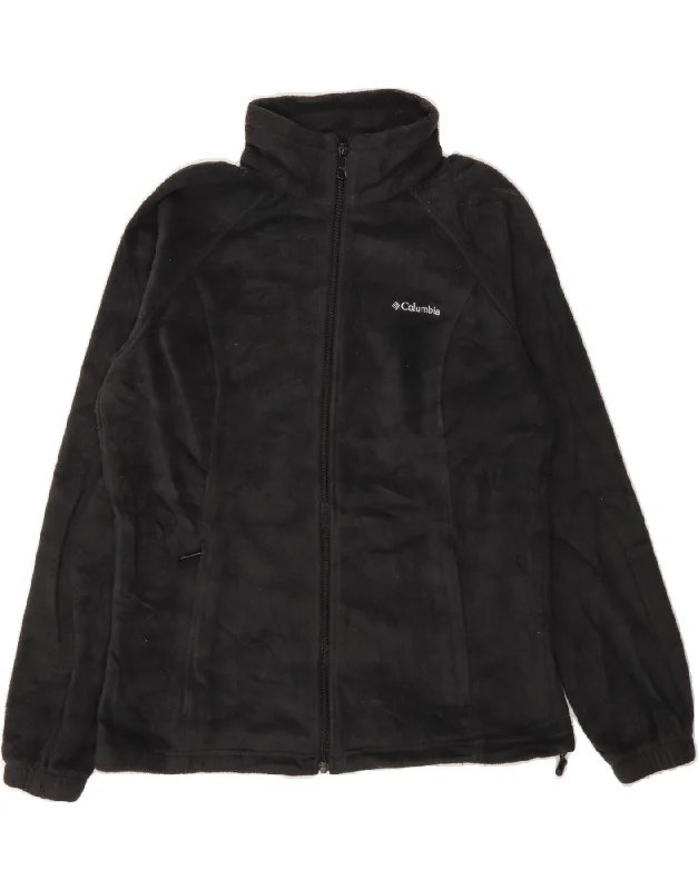 COLUMBIA Womens Fleece Jacket UK 16 Large Black Polyester Tailored Jacket Straight Jacket A-Line Jacket