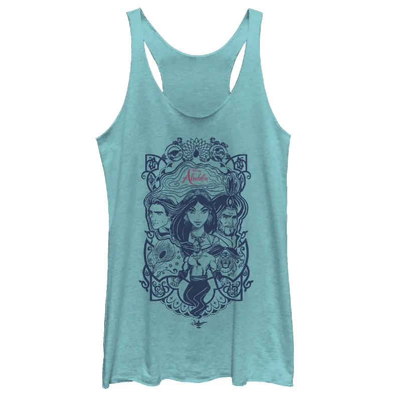 Women's Aladdin Character Ornate Frame Racerback Tank Top flexible tank top