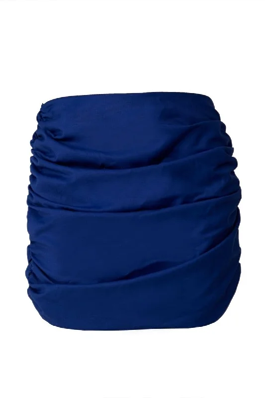 ELECTRIC BLUE CRUMPLED MINI SKIRT lace skirt intricate