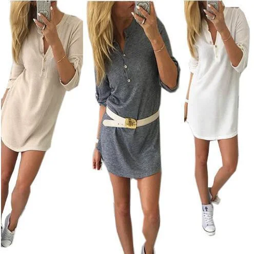 Sweater Dress Women Long Sleeve V-Neck Button Knitted Dress Casual Bodycon Sweater Dress GV347 Soft Cozy Warm