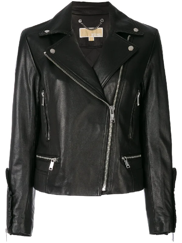 frill-trimmed biker jacket Satin Jacket Silk Jacket Chiffon Jacket