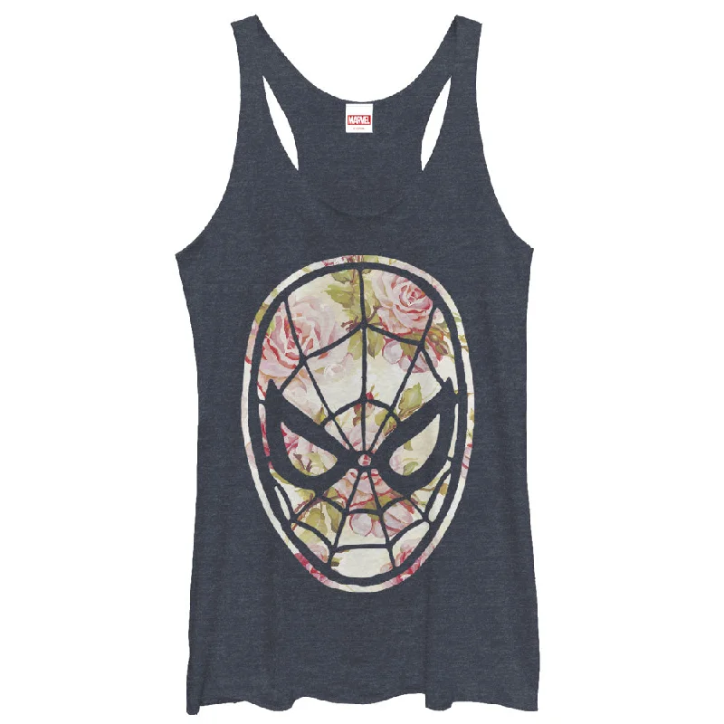 Women's Marvel Spider-Man Floral Print Racerback Tank Top high neck tank