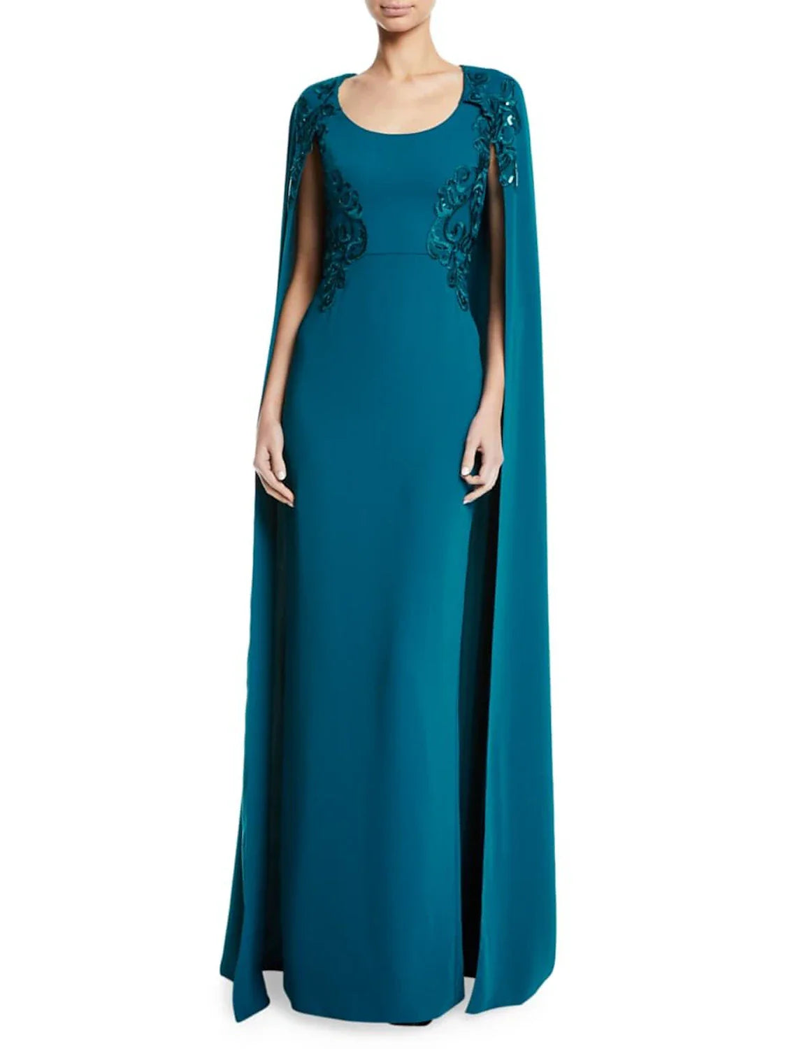 Sheath / Column Evening Gown Elegant Dress Wedding Guest Wedding Party Floor Length Sleeveless Jewel Neck Capes Stretch Chiffon with Appliques Tunics Exclusive limited Sheath / Column Evening Gown Elegant Dress Wedding Guest Wedding Party Floor Length Sleeveless Jewel Neck Capes Stretch Chiffon with Appliques Tunics Exclusive limited