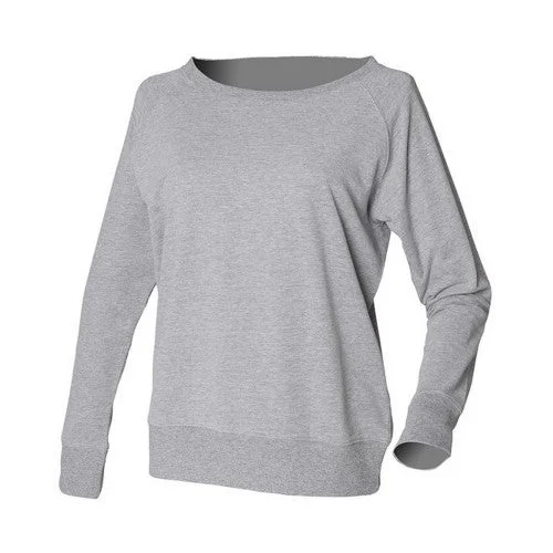 Skinni Fit Womens/Ladies Slounge Heather Sweatshirt Hoodie with Hem Raw Edge Edgy Unfinished