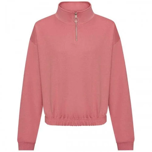 Awdis Womens/Ladies Cropped Sweatshirt Hoodie with Hem Contrast Bold Stylish