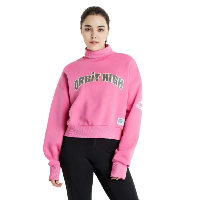 Reebok X The Jetsons x The Flintstones Orbit High Cozy Women's Sweatshirt Pink Hoodie with Ribbed Hem Stretchable Secure