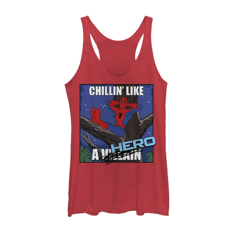 Women's Marvel Spider-Man Chillin' Like a Hero Racerback Tank Top print tank top