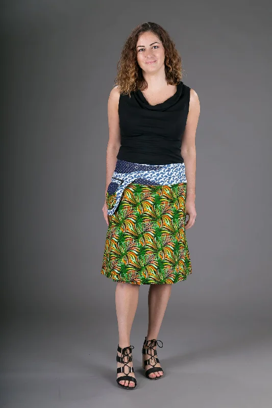 Reversible Cotton Corduroy Skirt Green Floral Print and Stars with Pocket leather skirt sleek Reversible Cotton Corduroy Skirt Green Floral Print and Stars with Pocket leather skirt sleek