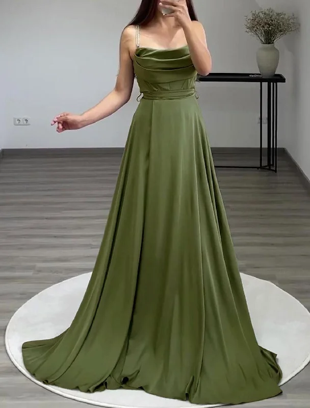 A-Line Evening Gown Elegant Dress Formal Floor Length Sleeveless Spaghetti Strap Italy Satin with Ruched Tunics Velvet soft A-Line Evening Gown Elegant Dress Formal Floor Length Sleeveless Spaghetti Strap Italy Satin with Ruched Tunics Velvet soft