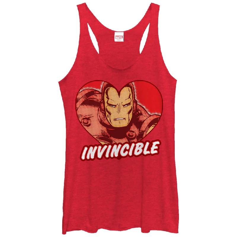 Women's Marvel Iron Man Invincible Heart Racerback Tank Top open back tank