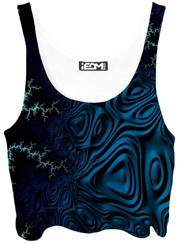 Dark Sea Crop Top Chenille Blend Fleece Blend Nylon Blend