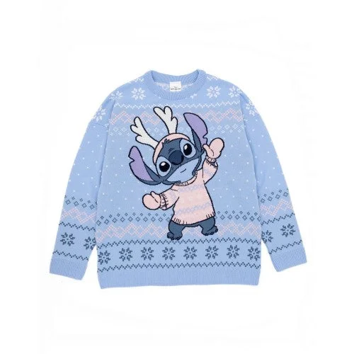 Lilo & Stitch Womens/Ladies Knitted Christmas Sweatshirt Hoodie with Double Zipper Versatile Adjustable