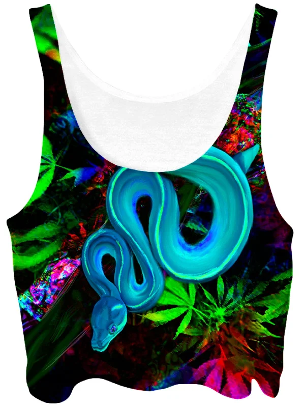 Snake in the Grass Crop Top Embroidered Appliqued Beaded