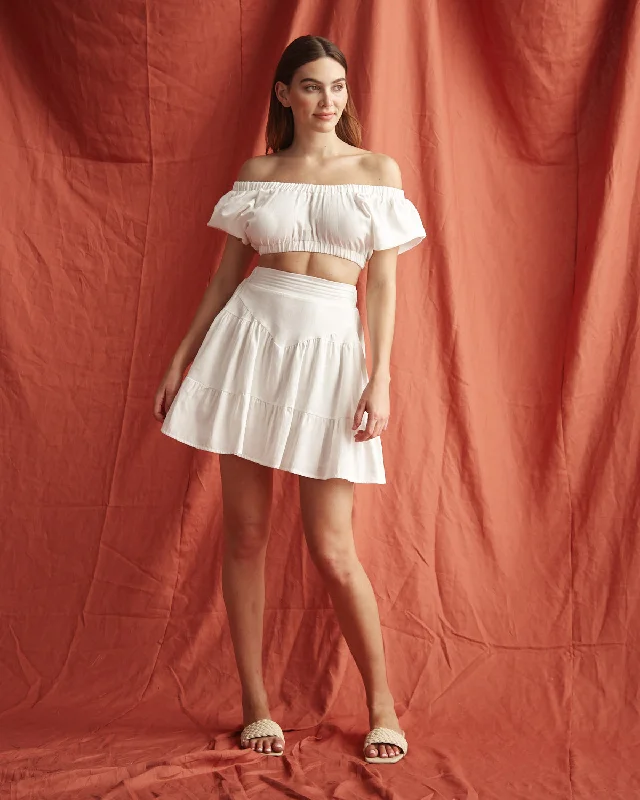 Violeta White Mini Skirt chiffon skirt floaty