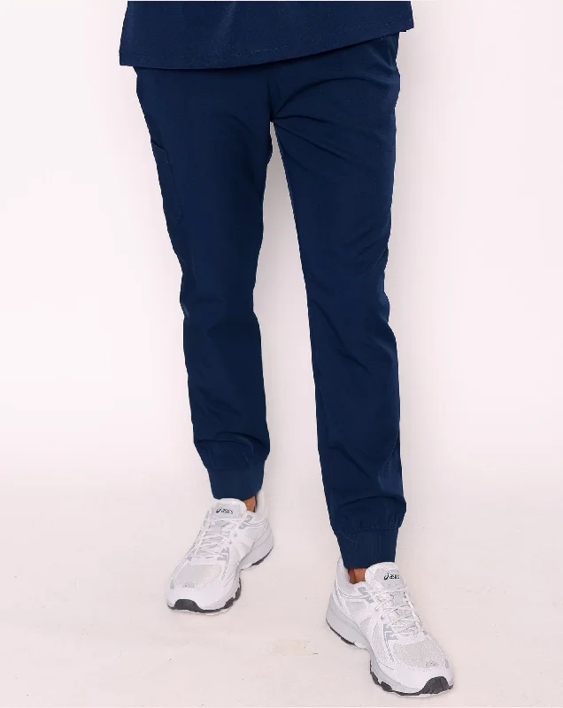 Purity Scrub Trousers - Navy Wide Leg Loose Fit Mid Waist