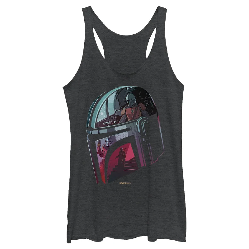Women's Star Wars: The Mandalorian Helmet Reflection Racerback Tank Top low neck tank