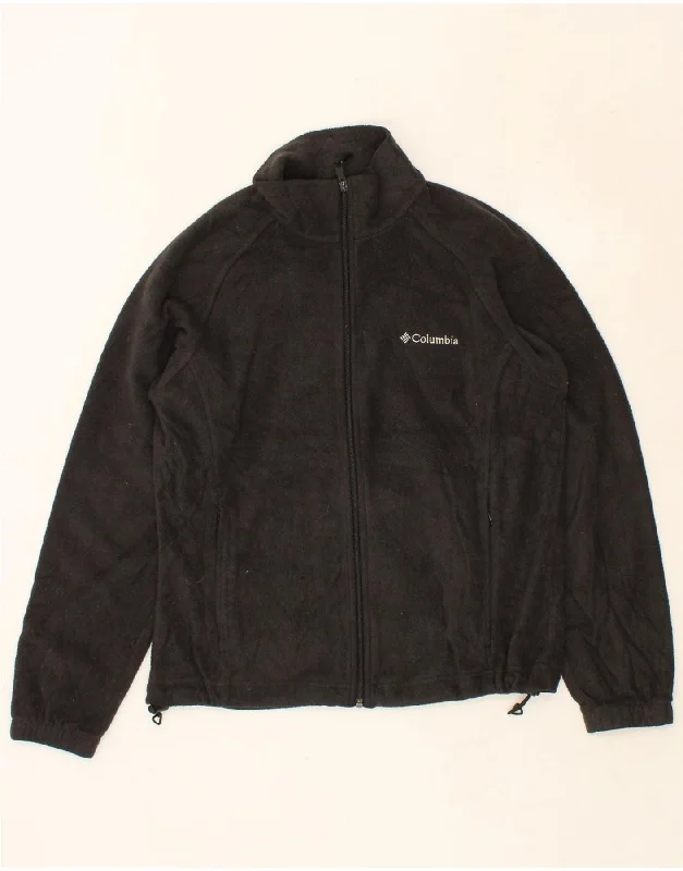COLUMBIA Womens Fleece Jacket UK 14 Medium Black Polyester Tiered Jacket Buttoned Jacket Zippered Jacket