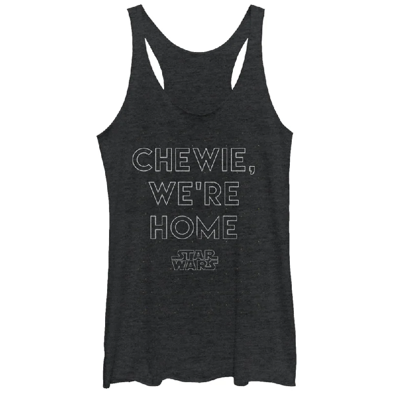 Women's Star Wars The Force Awakens Chewie We're Home Racerback Tank Top stylish tank top