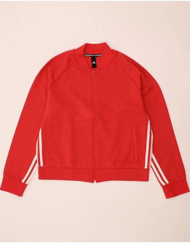 ADIDAS Womens Crop Tracksuit Top Jacket UK 16 Large Red Mesh Jacket Canvas Jacket Denim Jacket