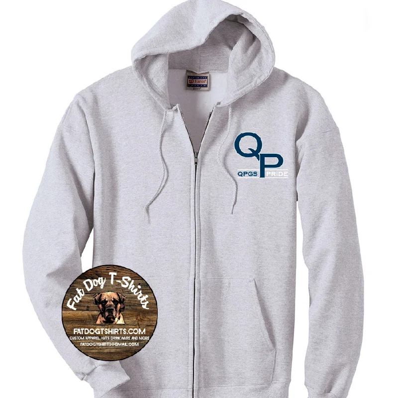 QUEEN OF PEACE FULL ZIP HOODIE-GREY YOUTH/ADULT Hoodie with Strings Custom Fit Adjustable