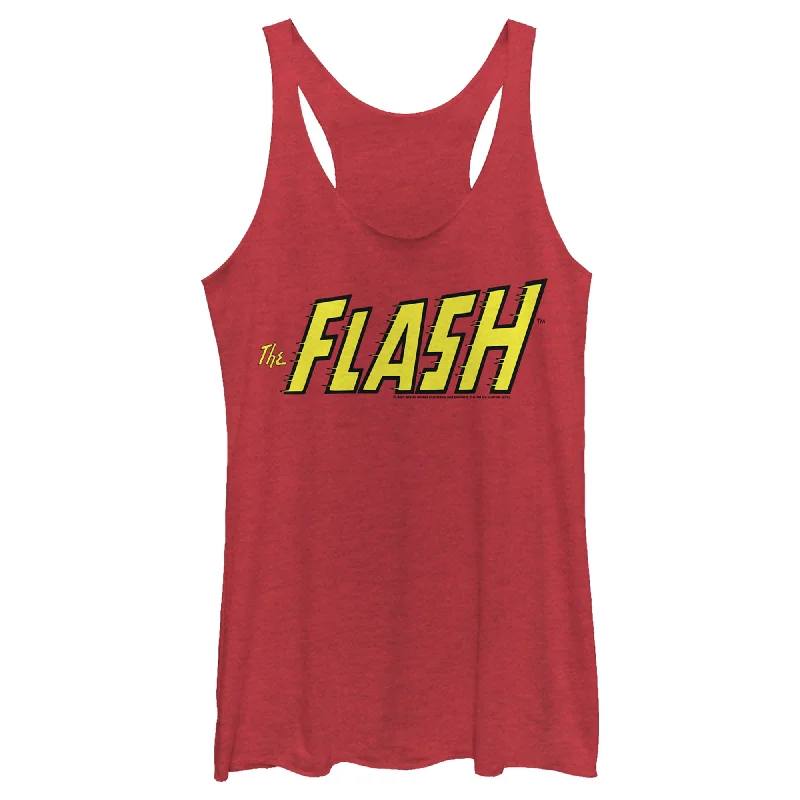 Women's Justice League The Flash Text Racerback Tank Top trendy tank top