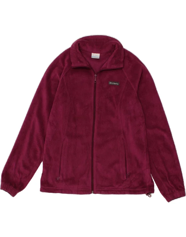 COLUMBIA Womens Fleece Jacket UK 16 Large Purple Polyester Hooded Jacket Caped Jacket Shawl Collar Jacket