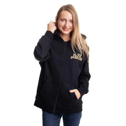 Black Sabbath Womens/Ladies Tour 1978 Full Zip Hoodie Hoodie with Lining Warm Insulated