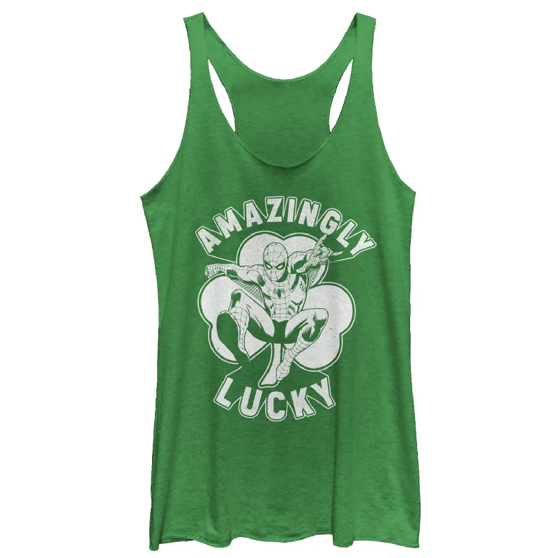 Women's Marvel St. Patrick's Day Spider-Man Lucky Clover Racerback Tank Top cotton tank top