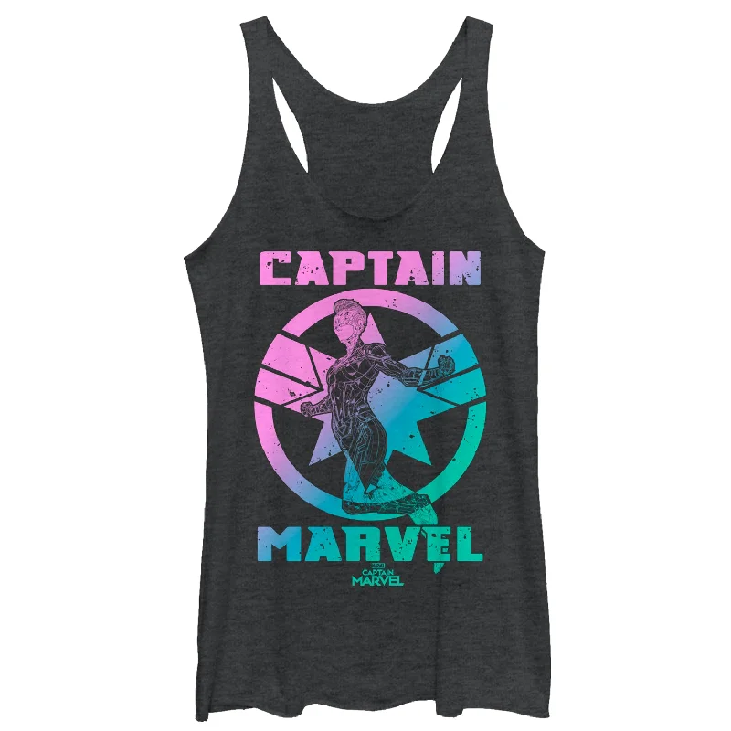 Women's Marvel Captain Marvel Kree Rainbow Racerback Tank Top bronze tank top