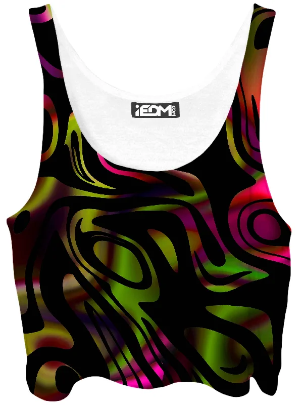 Loopy Abstract Crop Top Ribbed Crop Top High Neck Heavyweight
