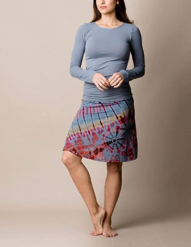 Tie-Dye Knee Length Skirt - Grey- As-Is-Clearance mini skirt trendy