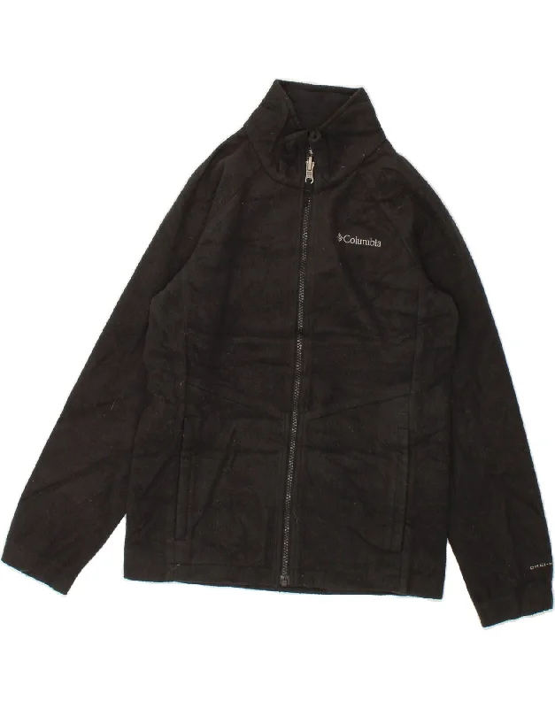 COLUMBIA Womens Interchange Fleece Jacket UK 12 Medium Black Polyester Knit Fabric Woven Fabric Fleece Fabric