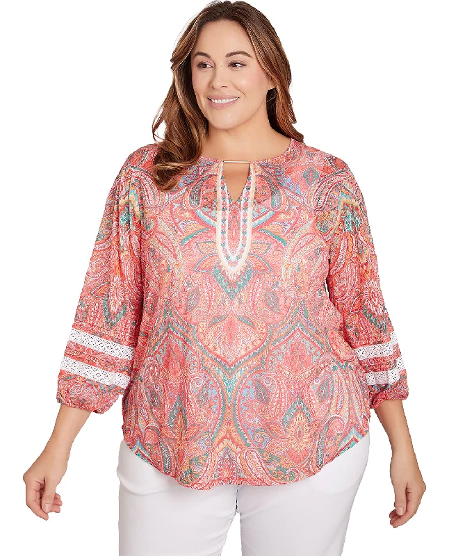 Ruby Road Plus Sublimation Printed Jersey Knit Top Bronze Jersey Tee