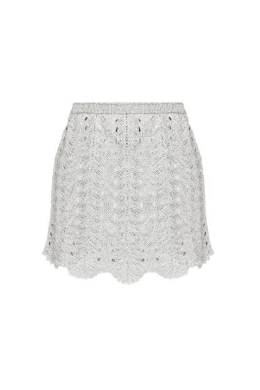 KNITTED SILVER MINI SKIRT denim skirt stylish