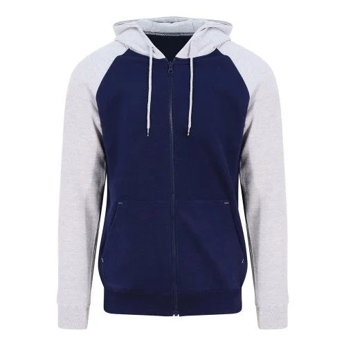 Awdis Womens/Ladies Full Zip Baseball Hoodie Hoodie with Hem Patch Decorative Personalized