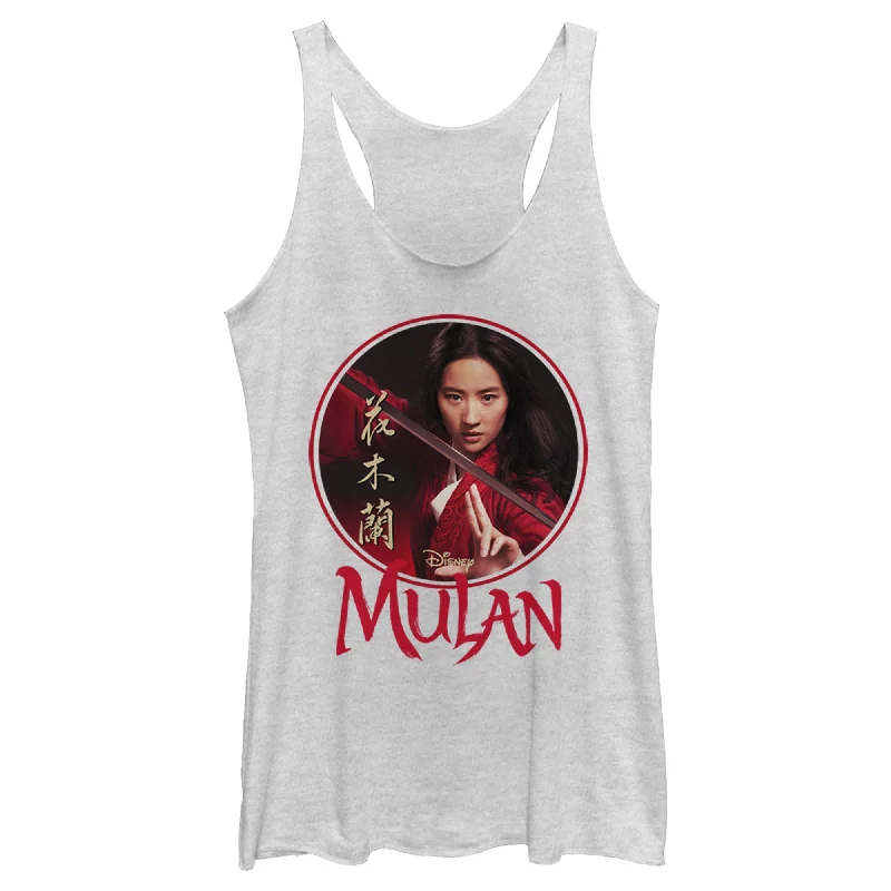 Women's Mulan Portrait Circle Racerback Tank Top vintage tank top