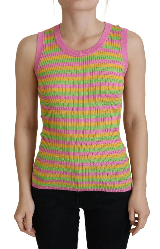 Dolce & Gabbana Elegant Silk Sleeveless Tank Top Women's Vest ivory tank top