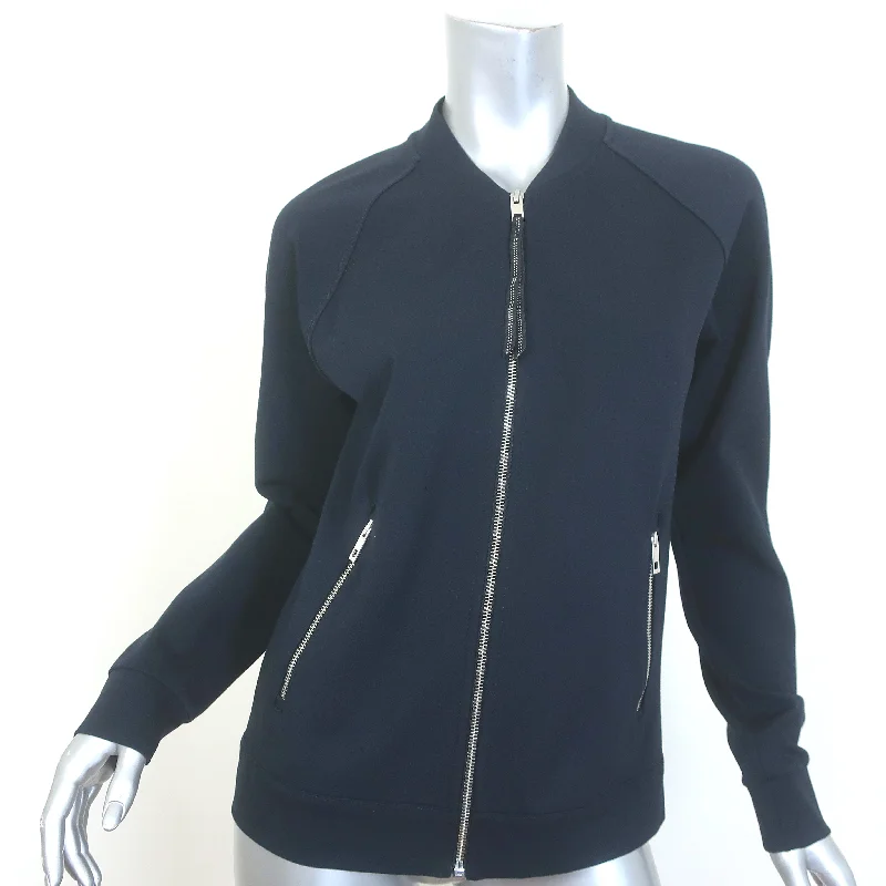 Rag & Bone/JEAN Zip-Up Raglan Jacket Dark Navy Scuba Jersey Size Small Print Jacket Jacquard Jacket Patchwork Jacket