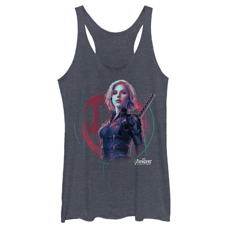 Women's Marvel Infinity War Widow Icon Tech Racerback Tank Top navy tank top